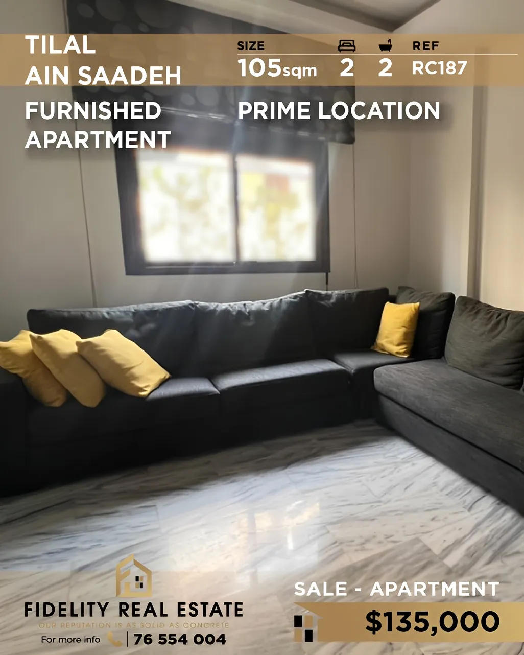Apartment for sale in Tilal Ain Saadeh, Metn - 2 bed, 2 bath