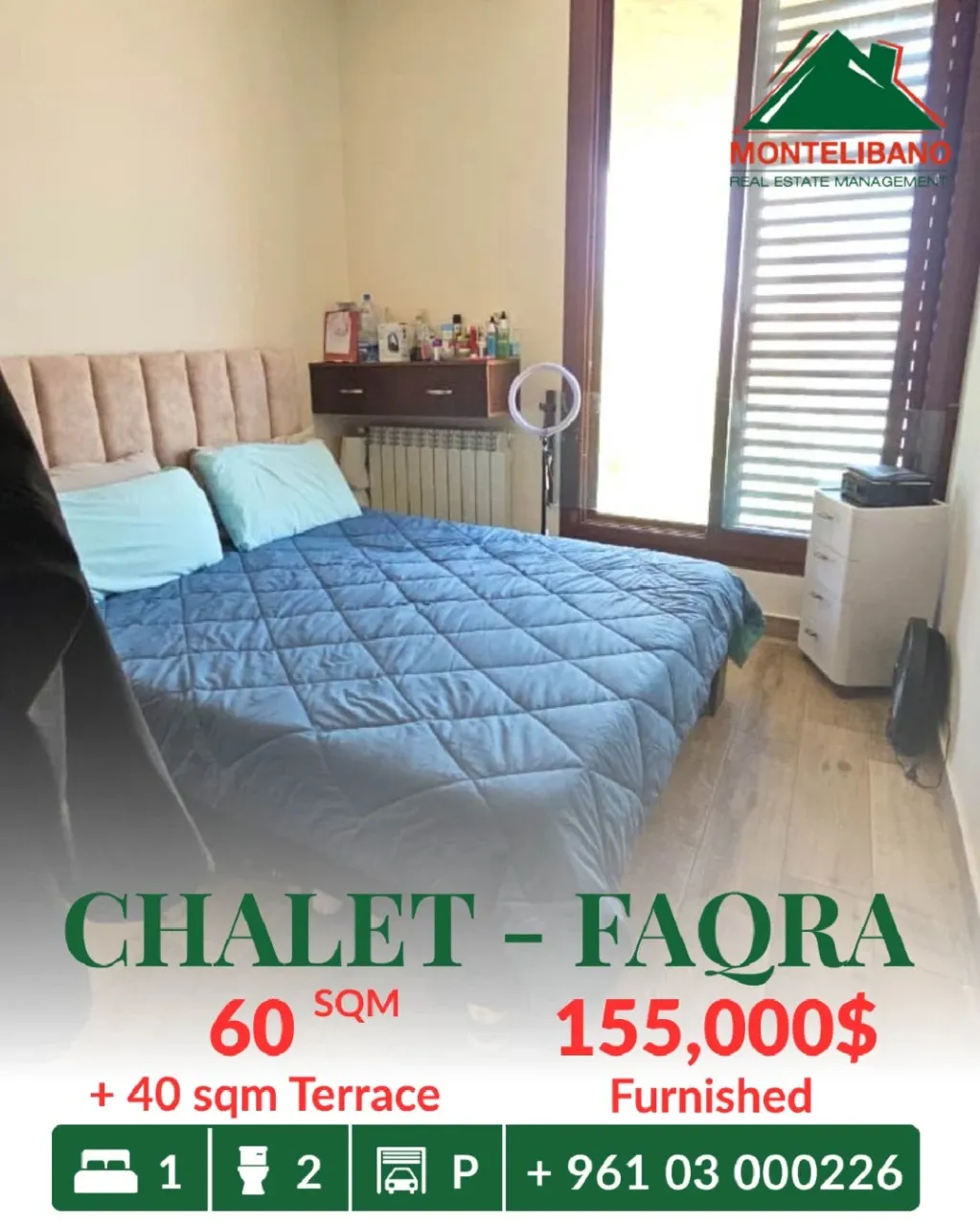 Chalet for sale in Faqra, Lebanon - 1 bed, 2 bath