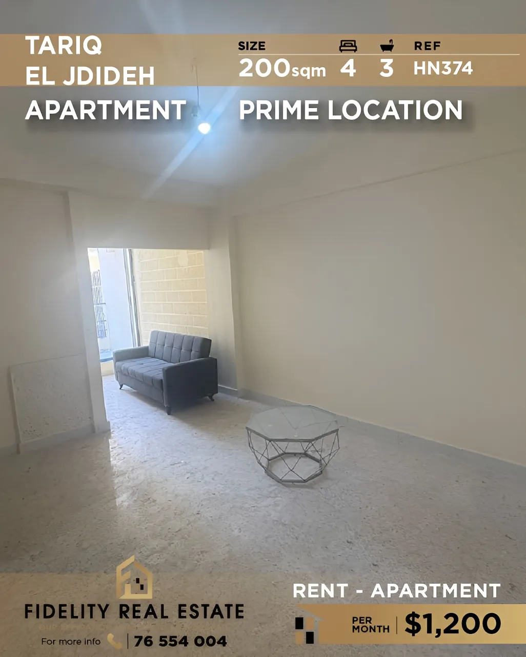 Apartment for rent in Tariq El Jdideh, Beirut, Lebanon - 4 bed, 3 bath