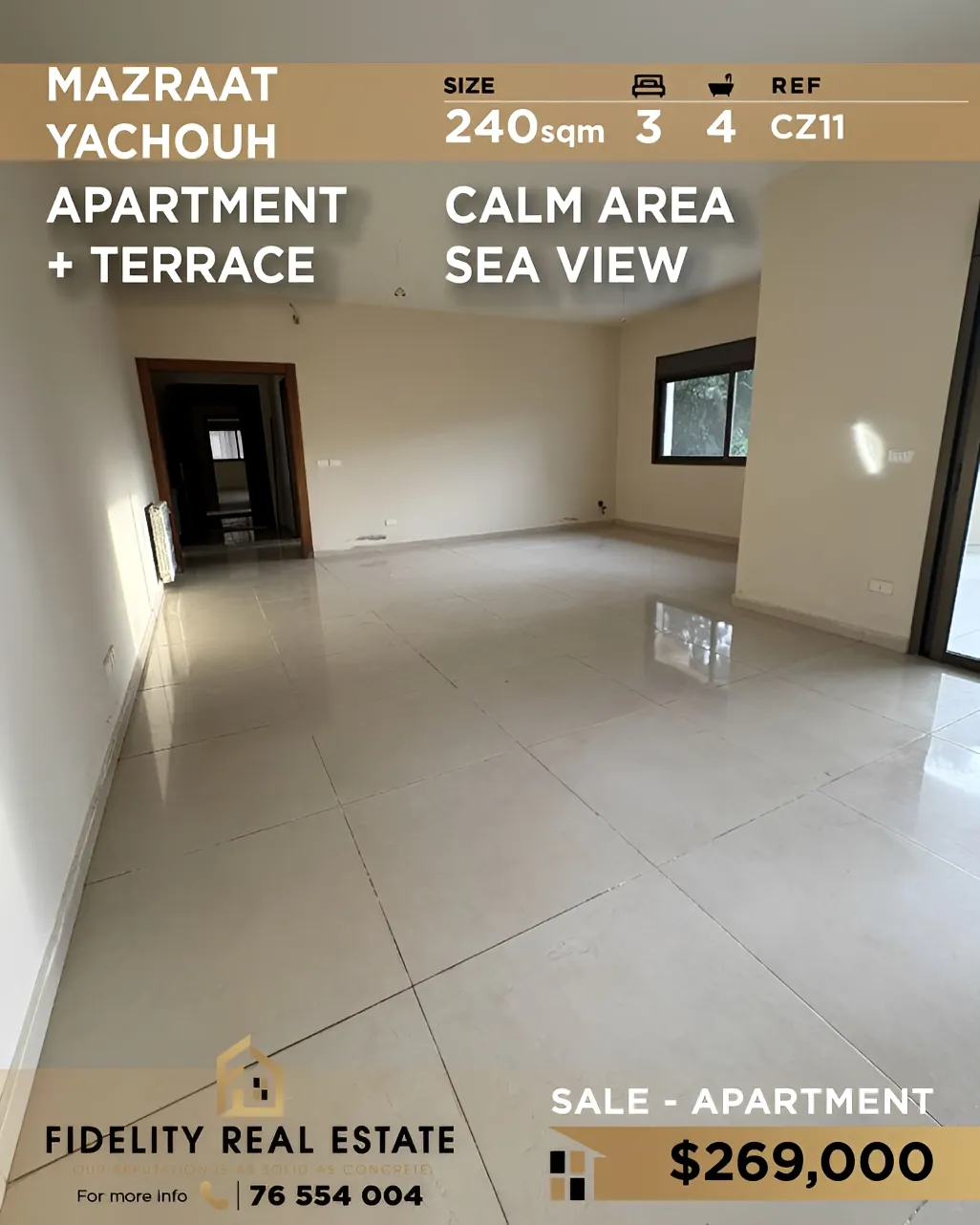 Apartment for sale in Mazraat Yachoua, Lebanon - 3 bed, 4 bath