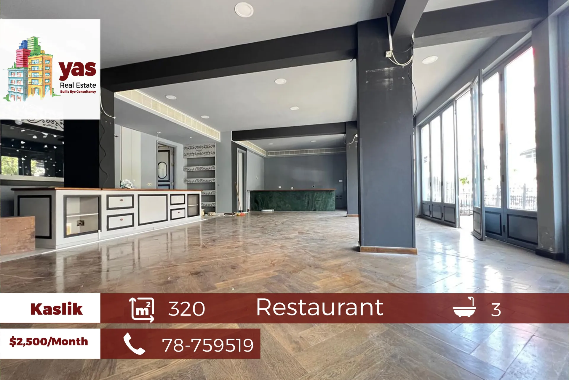 Restaurant for rent in Kaslik