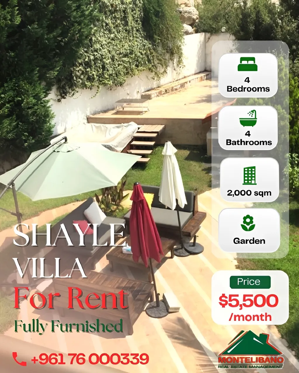 Villa for rent in Sehayleh, Lebanon - 4 bed, 4 bath