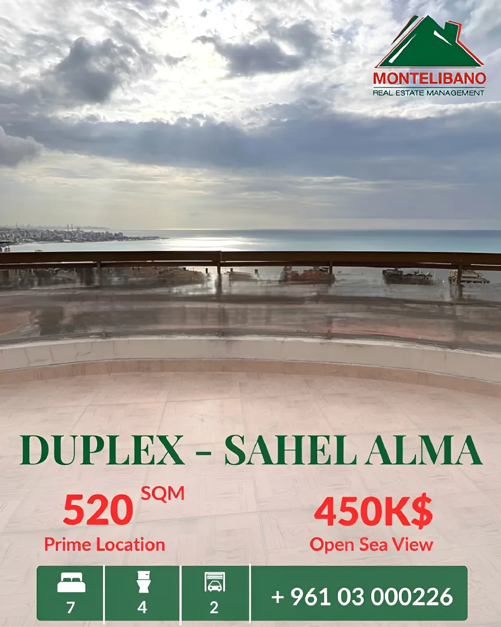 Duplex for sale in Sahel Alma, Lebanon - 7 bed, 4 bath