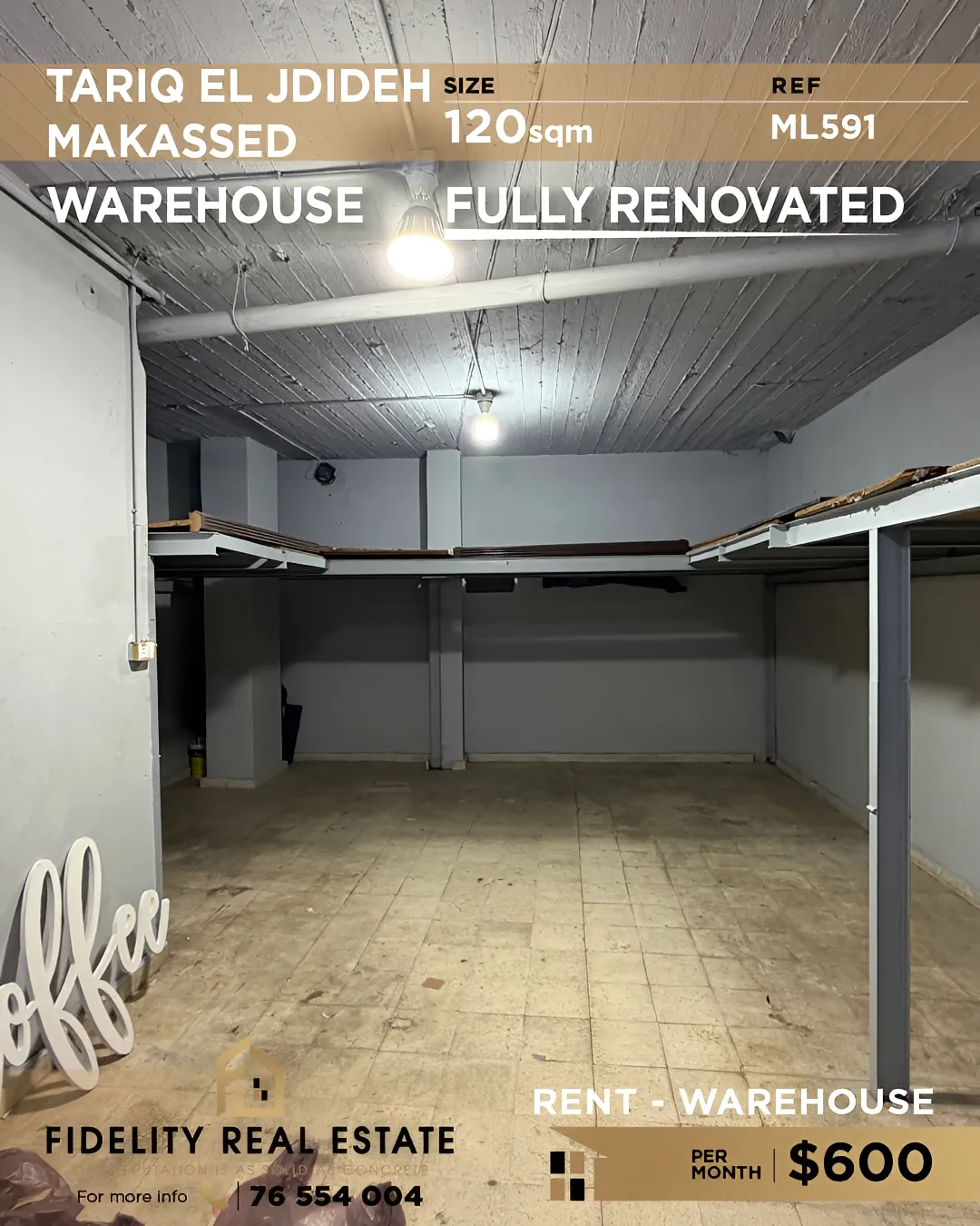 Warehouse for rent in Tariq El Jdideh, Beirut, Lebanon