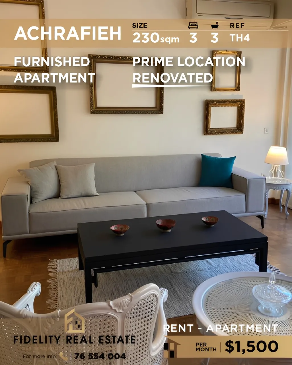 Apartment for Rent in Achrafieh, Beirut, Lebanon - 3 bed, 3 bath