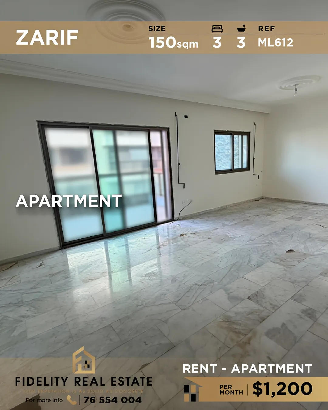 Apartment for rent in Zarif, Bayrut, Lebanon