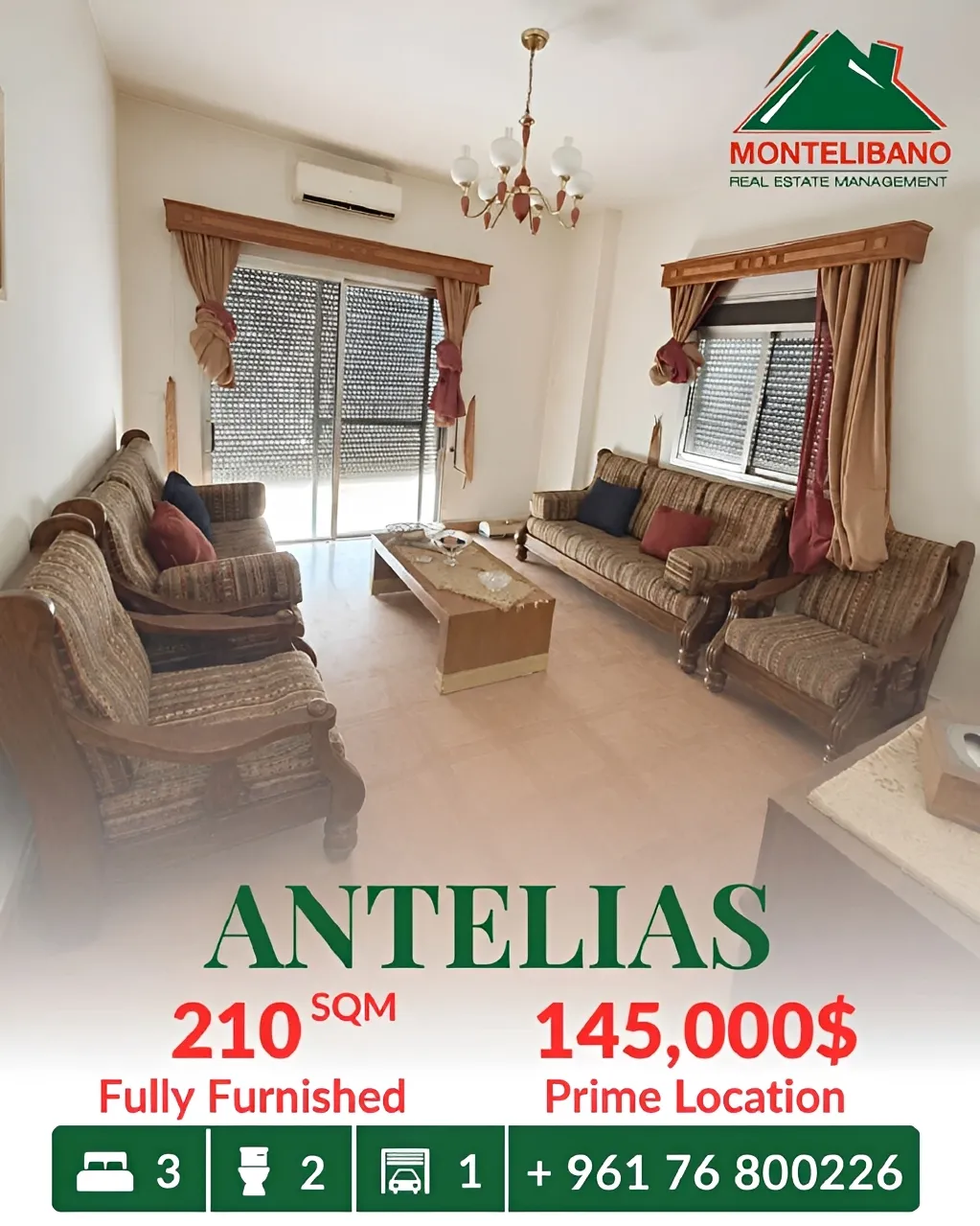 Apartment for sale in Antelias, Lebanon - 3 bed, 2 bath