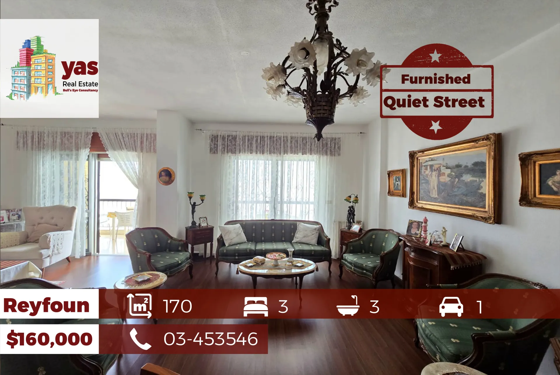 Apartment for Sale in Rayfoun - 3 bed, 3 bath
