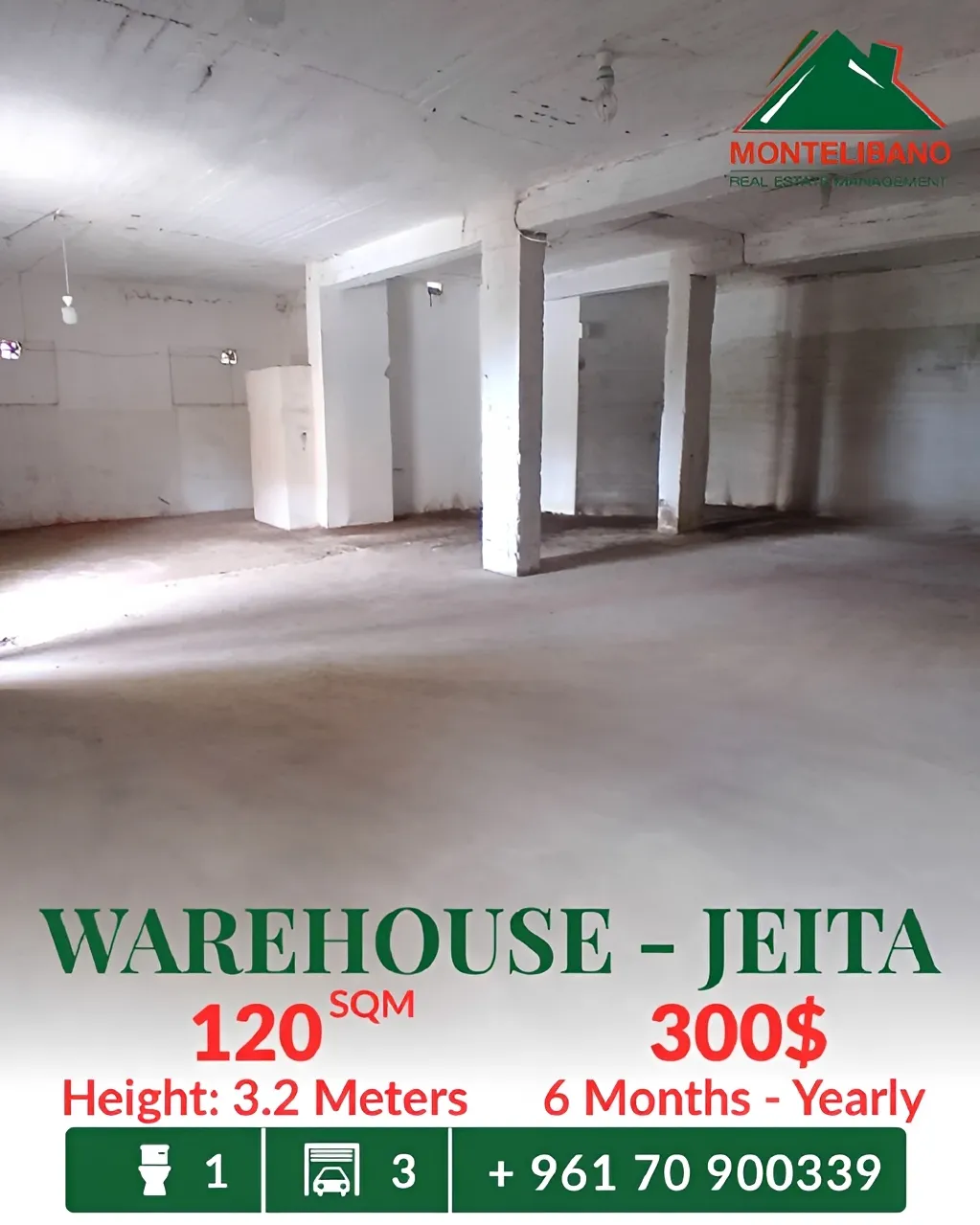 Warehouse for rent in Jeita, Lebanon
