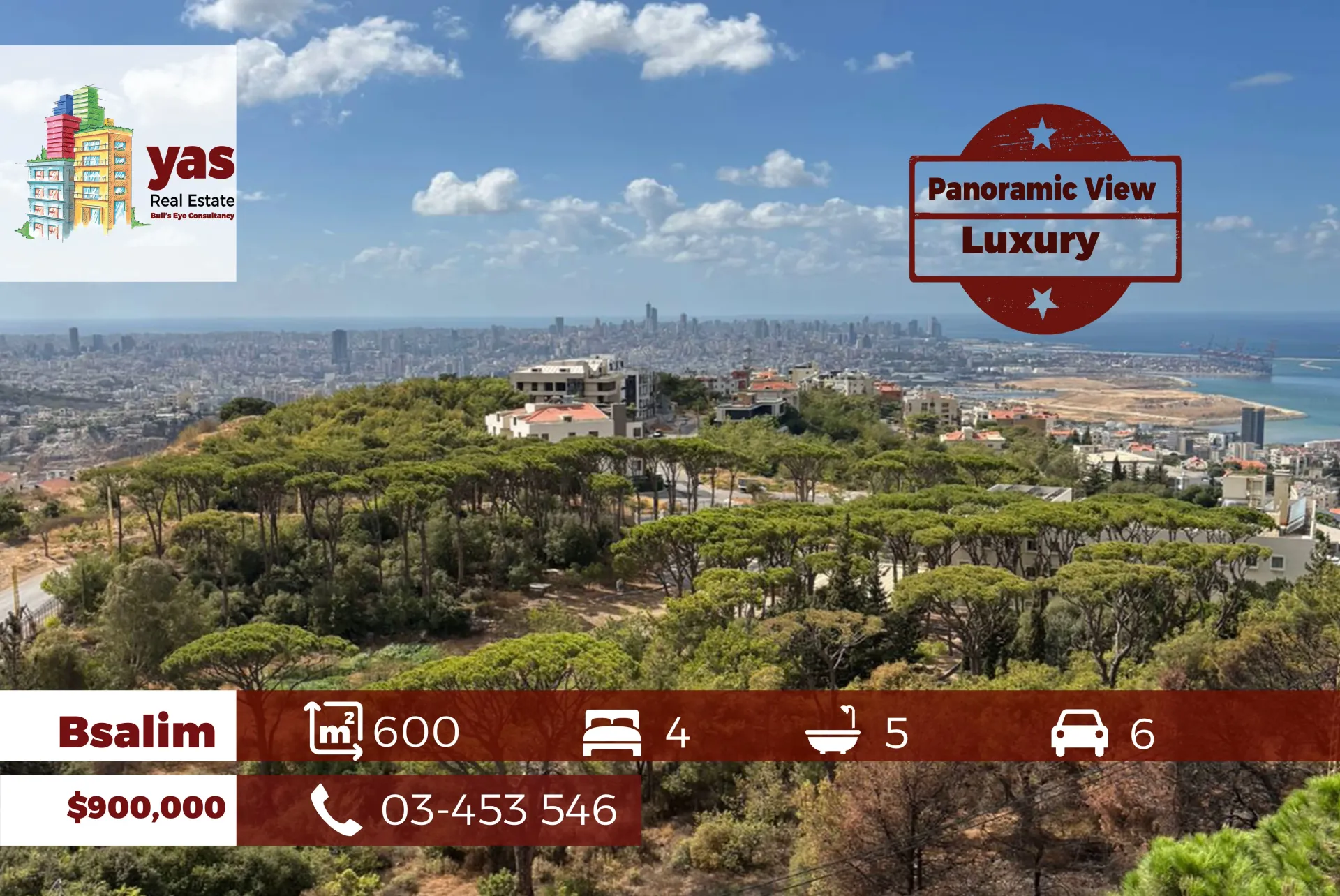 Apartment for Sale in Bsalim - 4 bed, 5 bath