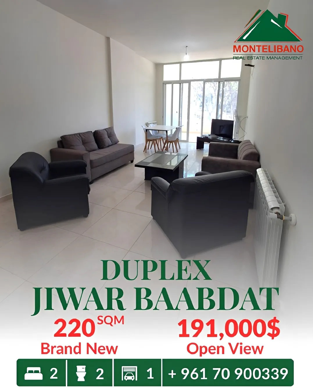 Duplex for sale in Baabdat, Lebanon - 2 bed, 2 bath