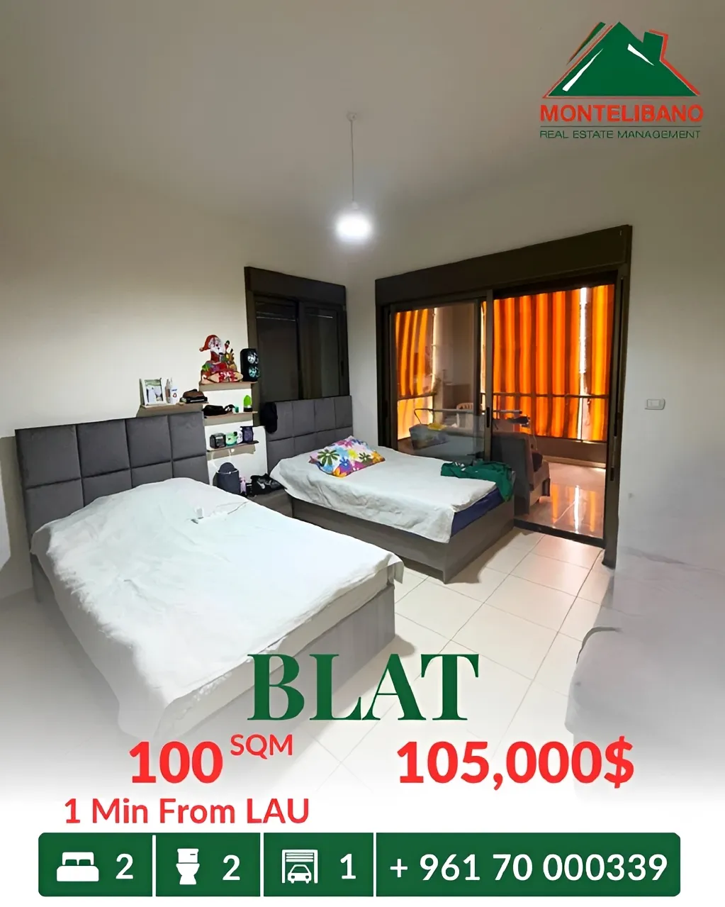 Apartment for sale in Blat, Lebanon - 2 bed, 2 bath