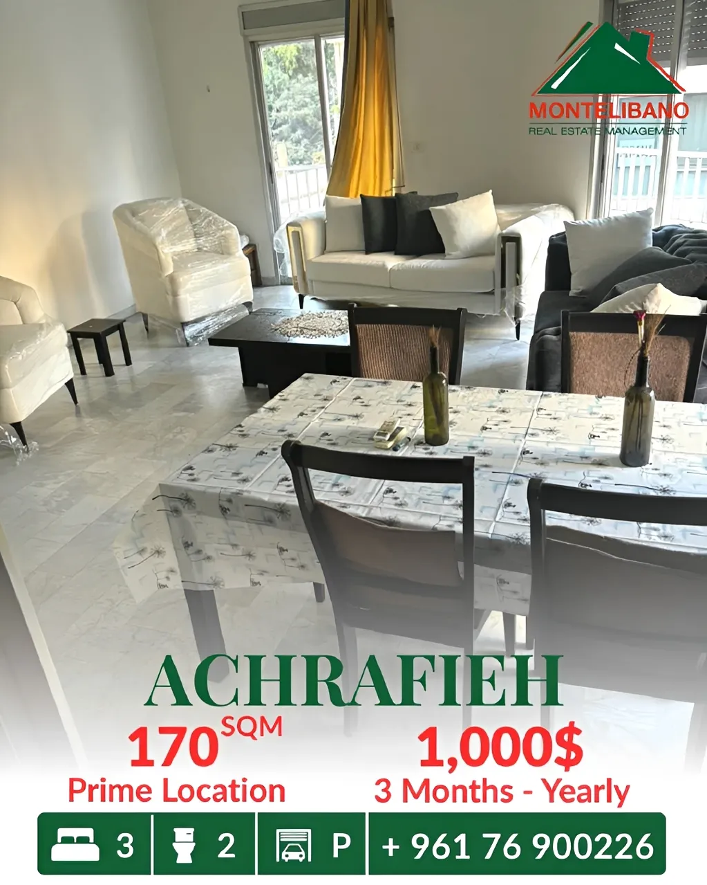 Apartment for rent in Achrafieh