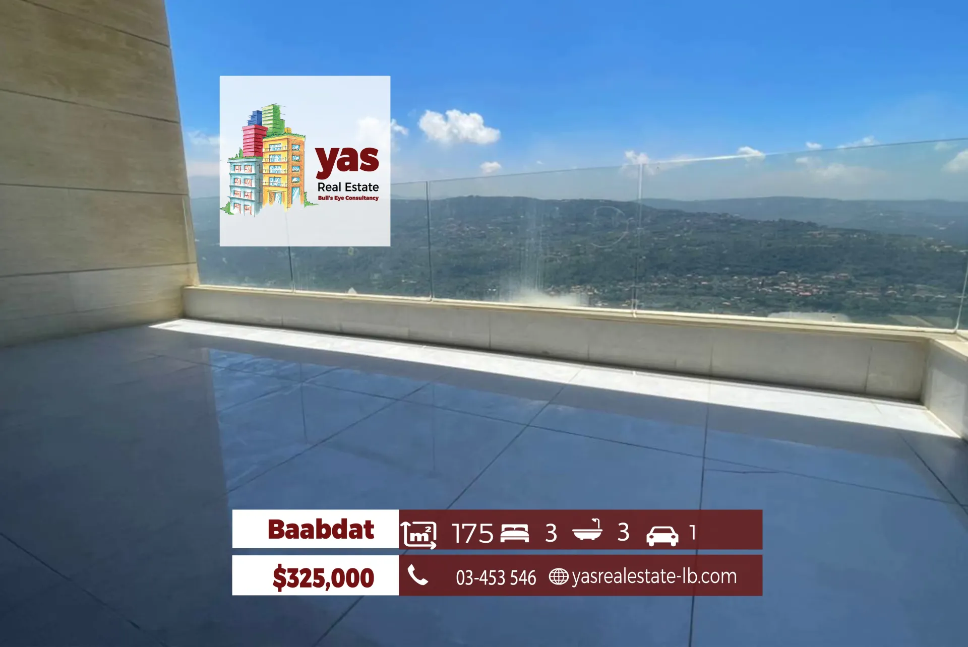 Apartment for Sale in Baabdat - 3 bed, 3 bath