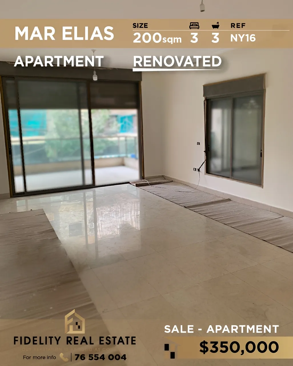 Apartment for sale in Mar Elias refugee camp, Beirut, Lebanon - 3 bed, 3 bath