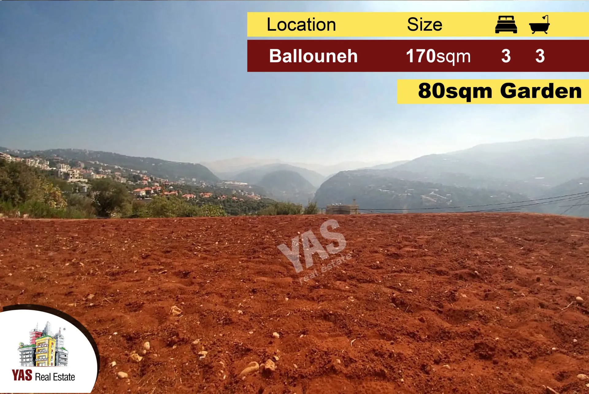 Apartment for Sale in Ballouneh - 3 bed, 3 bath