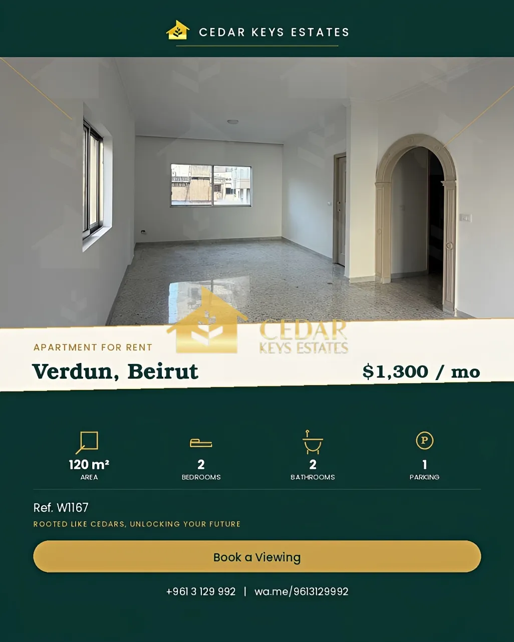 Apartment for rent in Verdun, Bayrut, Lebanon