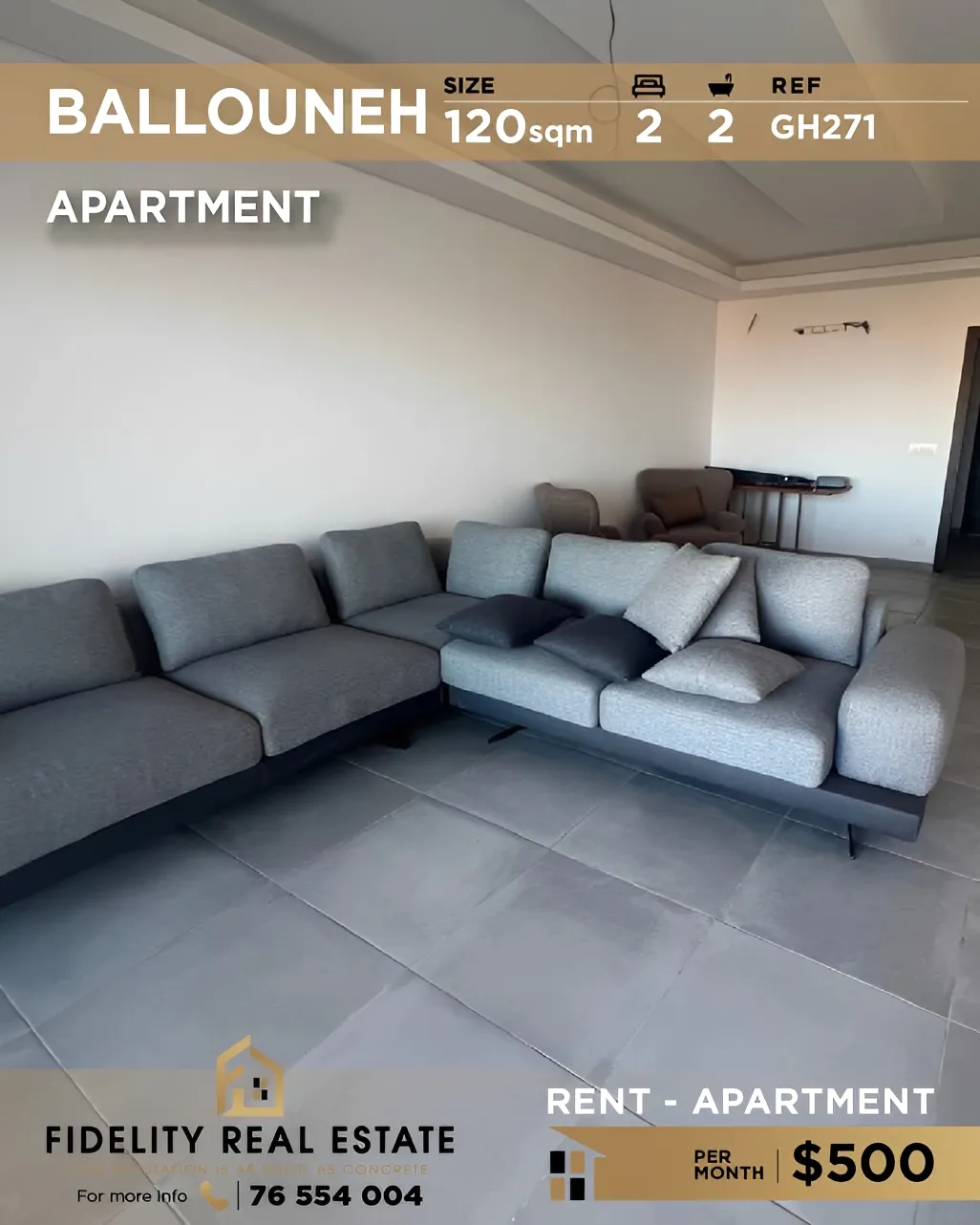 Apartment for rent in Ballouneh, Lebanon - 2 bed, 2 bath