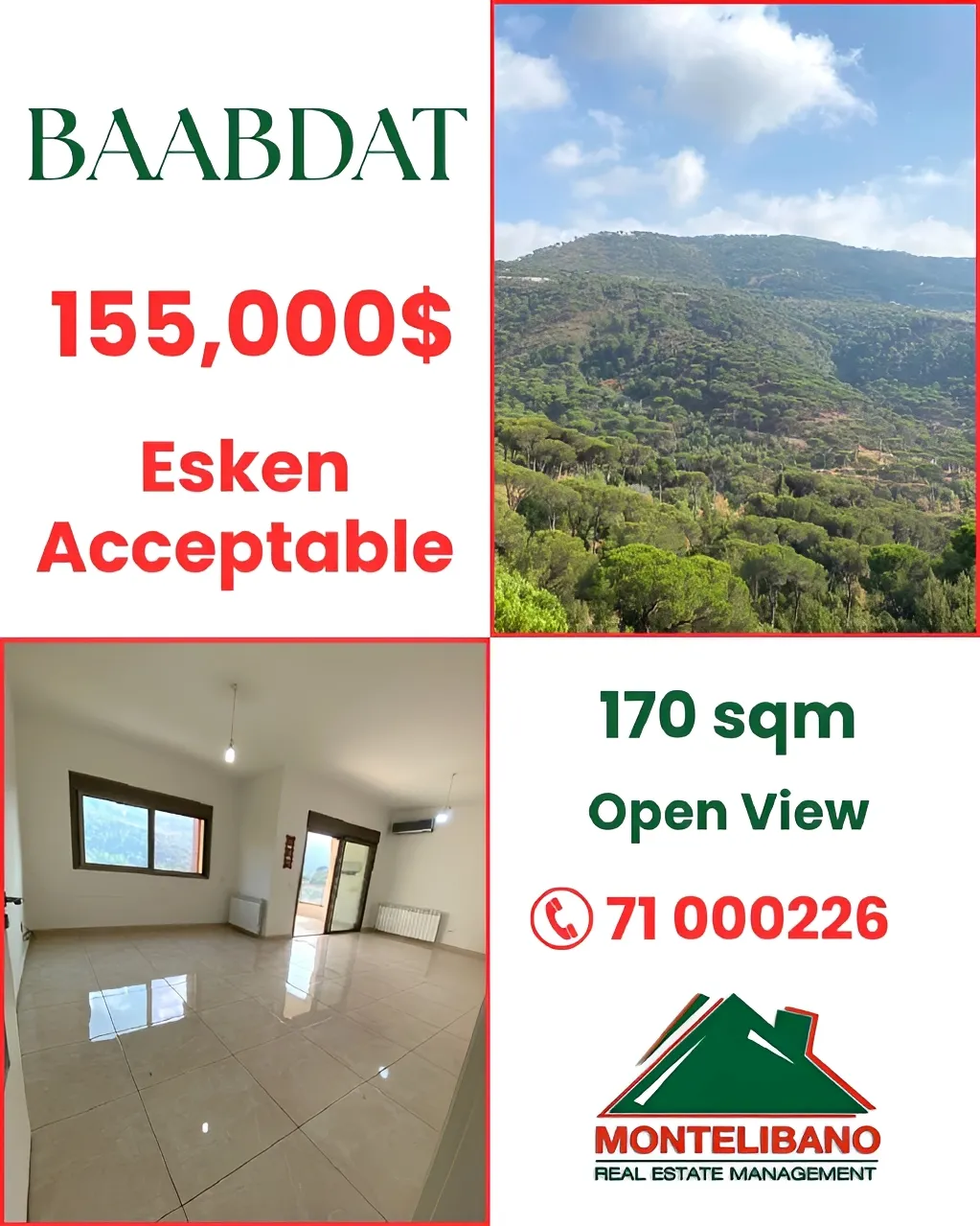 Apartment for sale in Baabdat, Lebanon - 3 bed, 3 bath