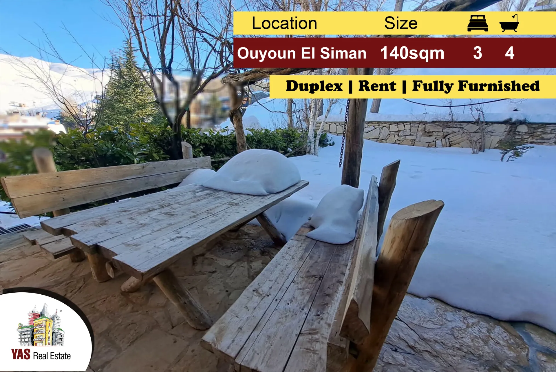 Chalet for rent in Aayoun El Siman - 3 bed, 4 bath