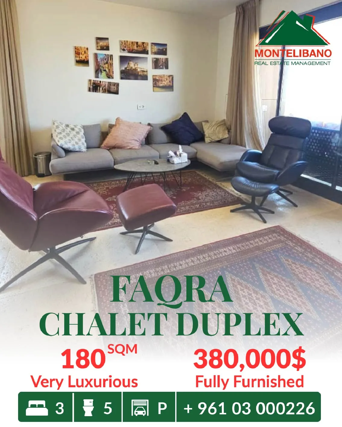 Duplex for sale in Faqra, Lebanon - 3 bed, 5 bath