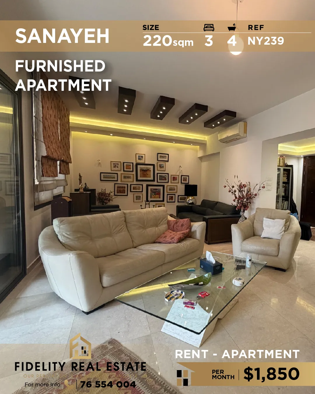 Apartment for rent in Sanayeh, Beirut, Lebanon