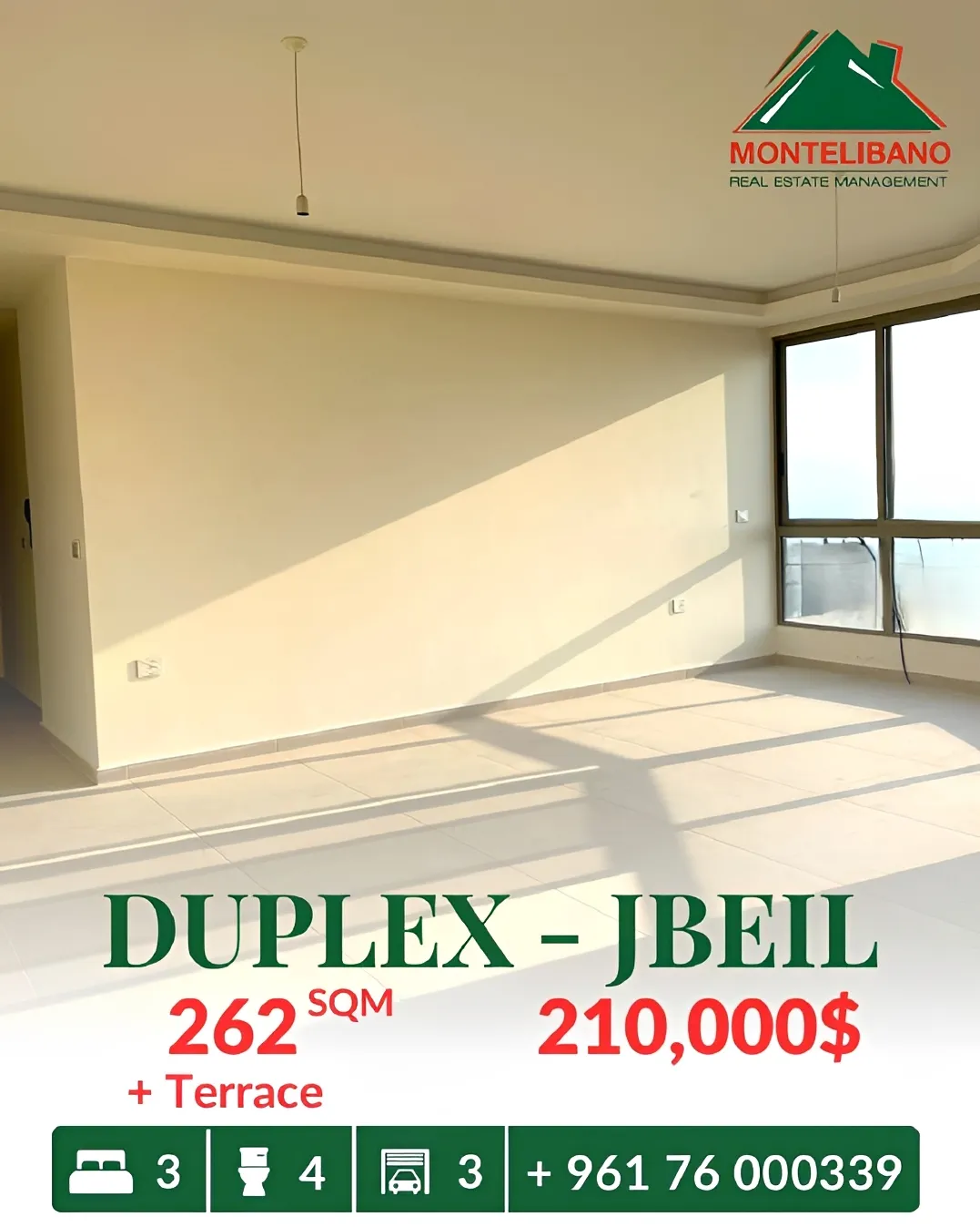 Duplex for sale in Jbeil, Lebanon - 3 bed, 4 bath