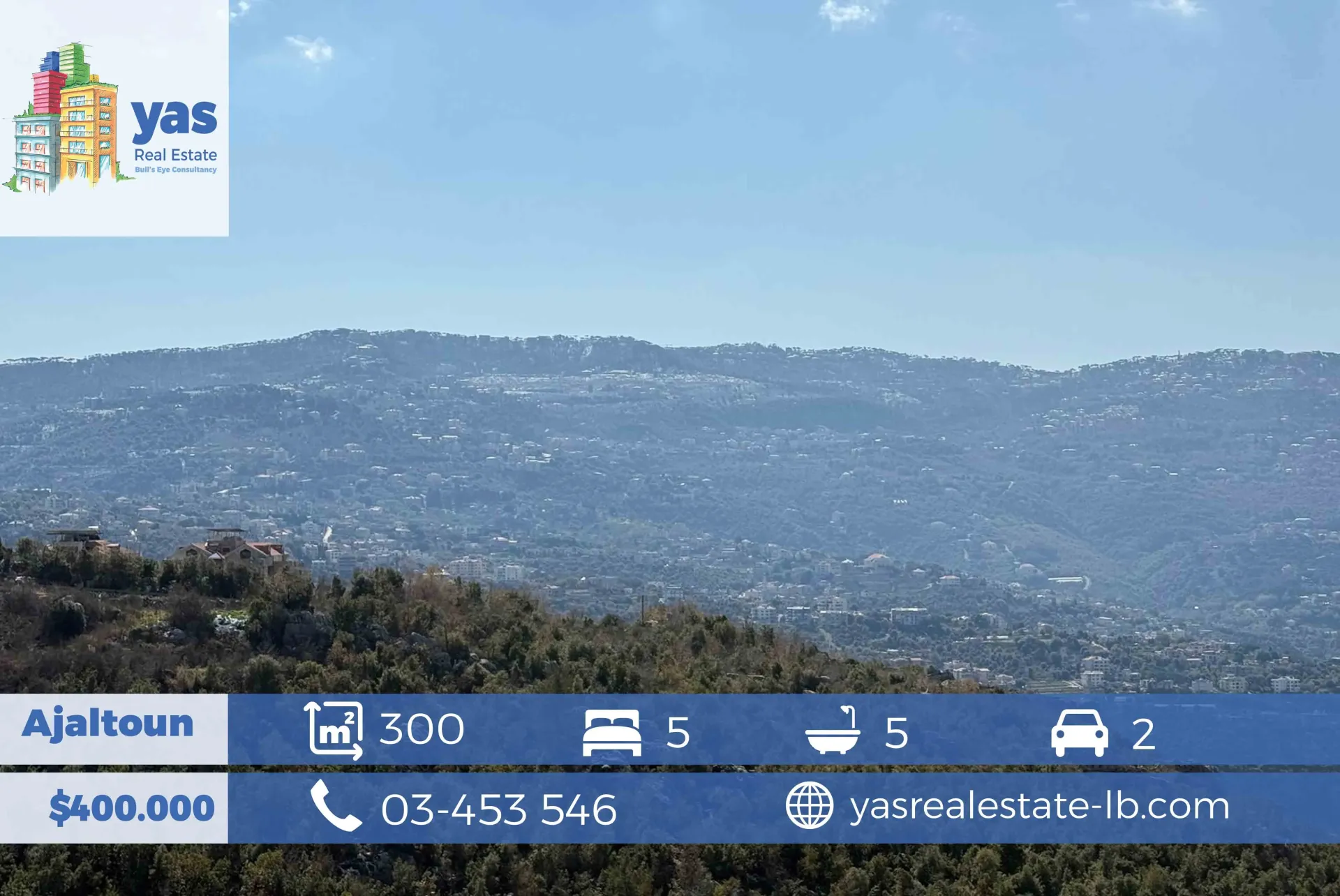 Villa for Sale in Ajaltoun - 5 bed, 5 bath
