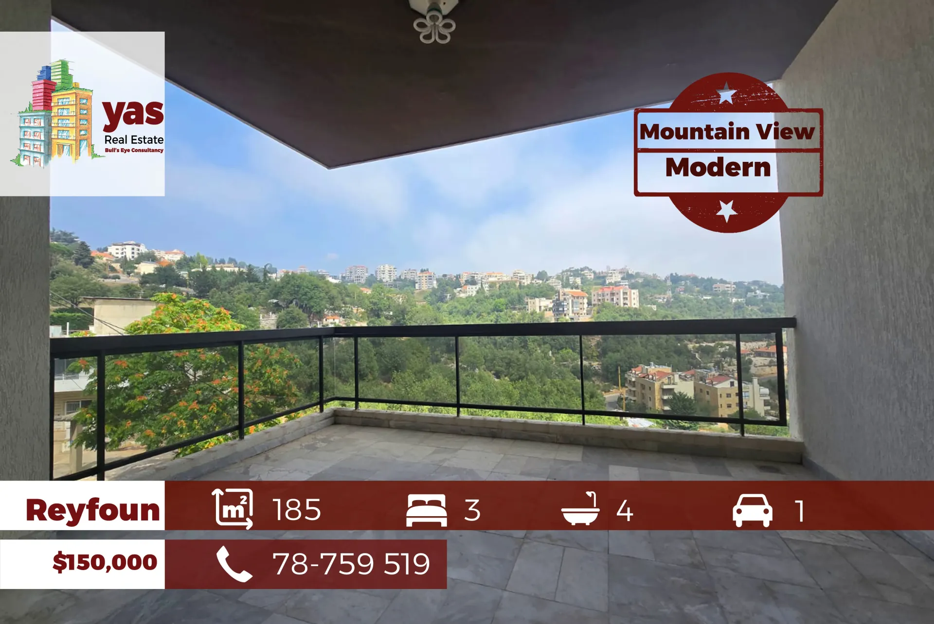 Apartment for Sale in Rayfoun - 3 bed, 4 bath