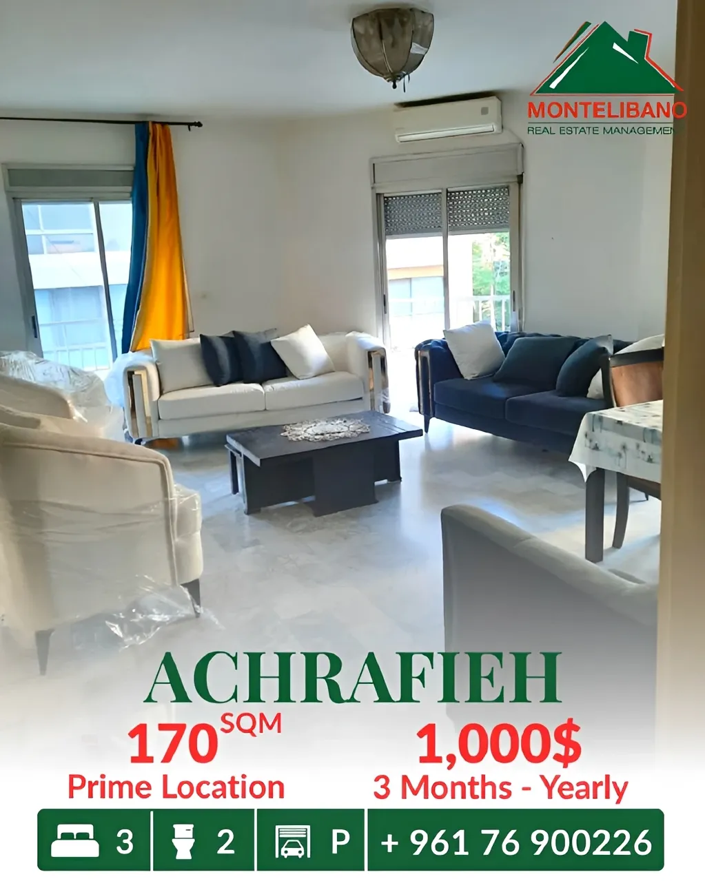 Apartment for rent in Achrafieh