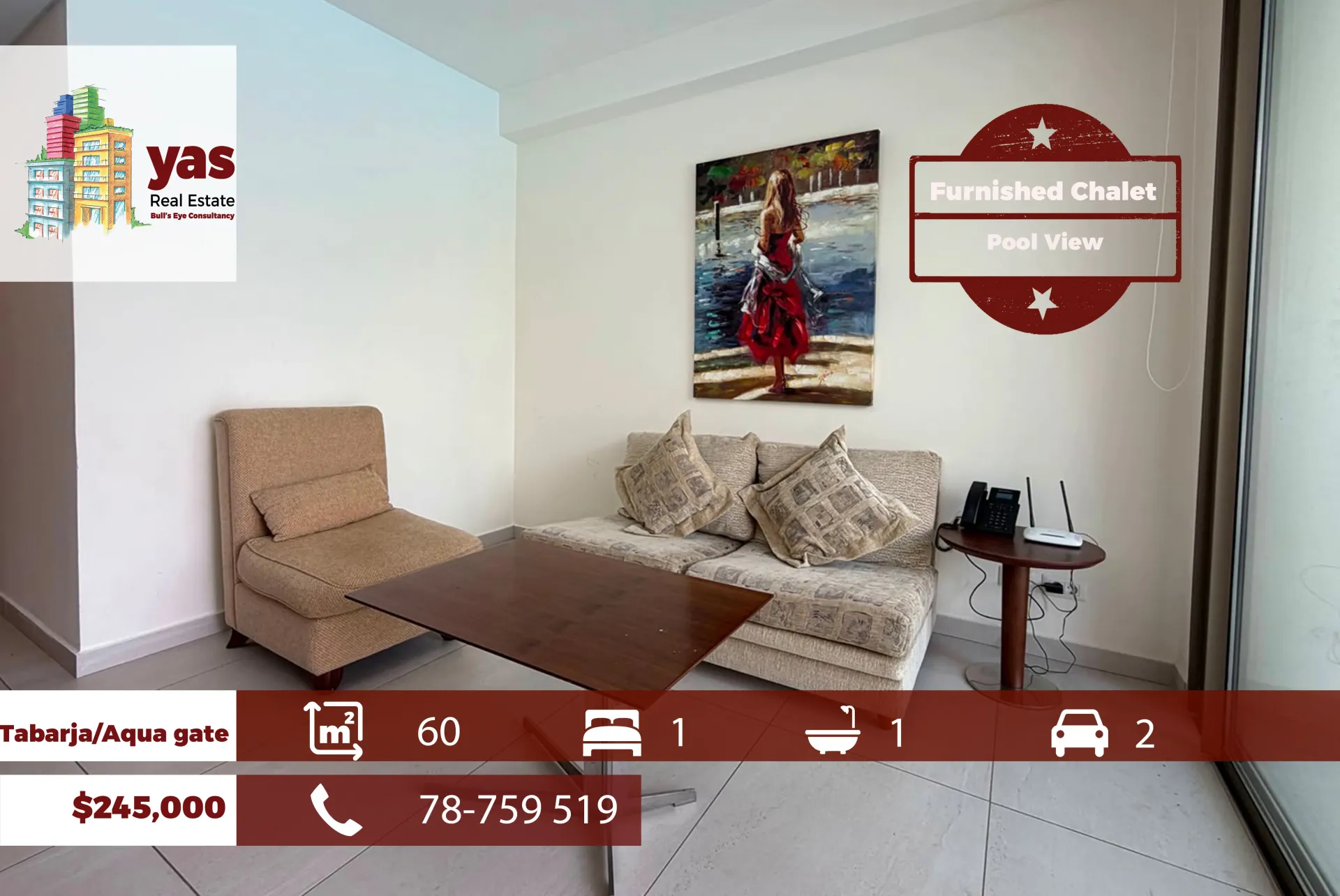 Chalet for Sale in Tabarja - 1 bed, 1 bath