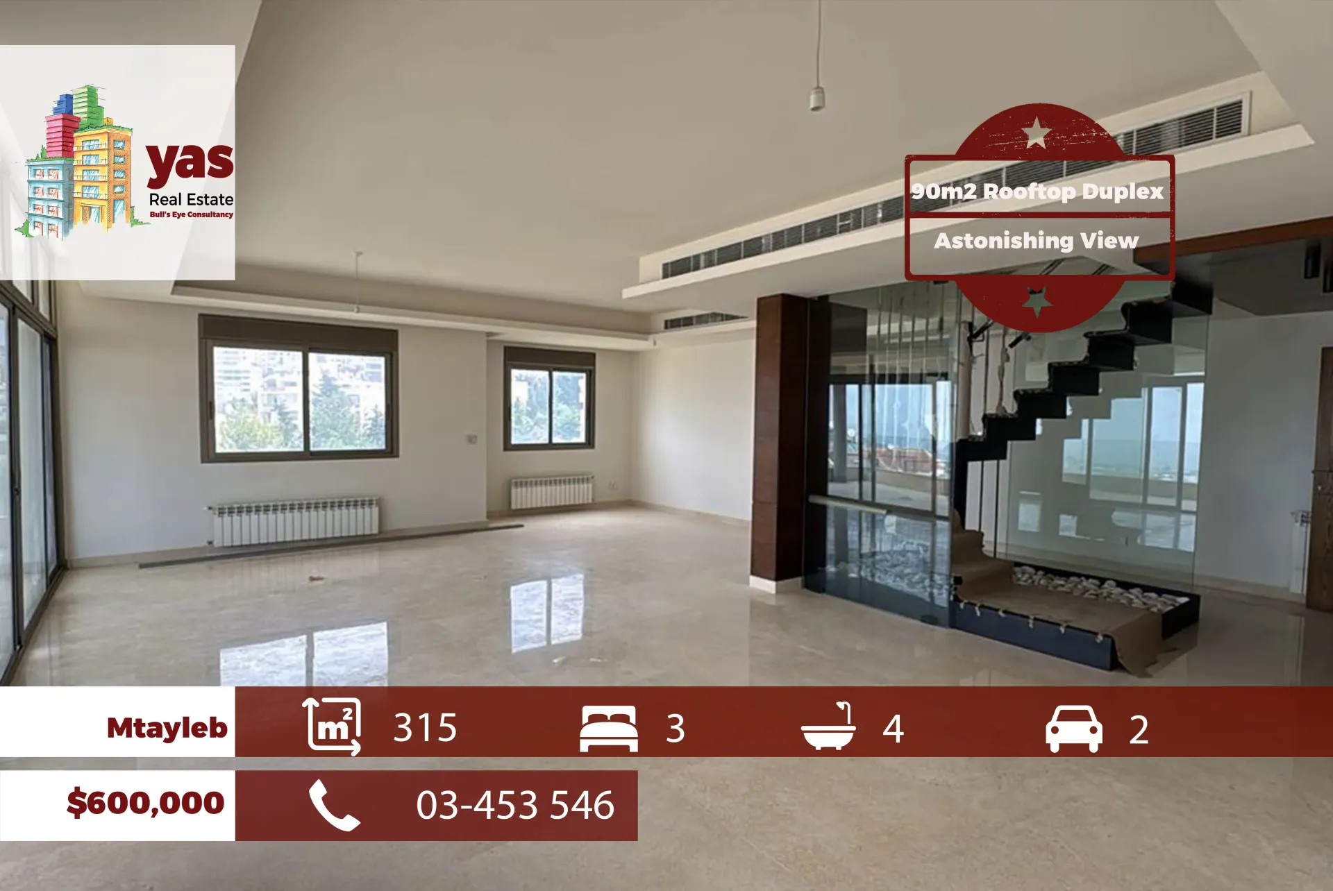 Apartment for Sale in Mtaileb - 3 bed, 4 bath