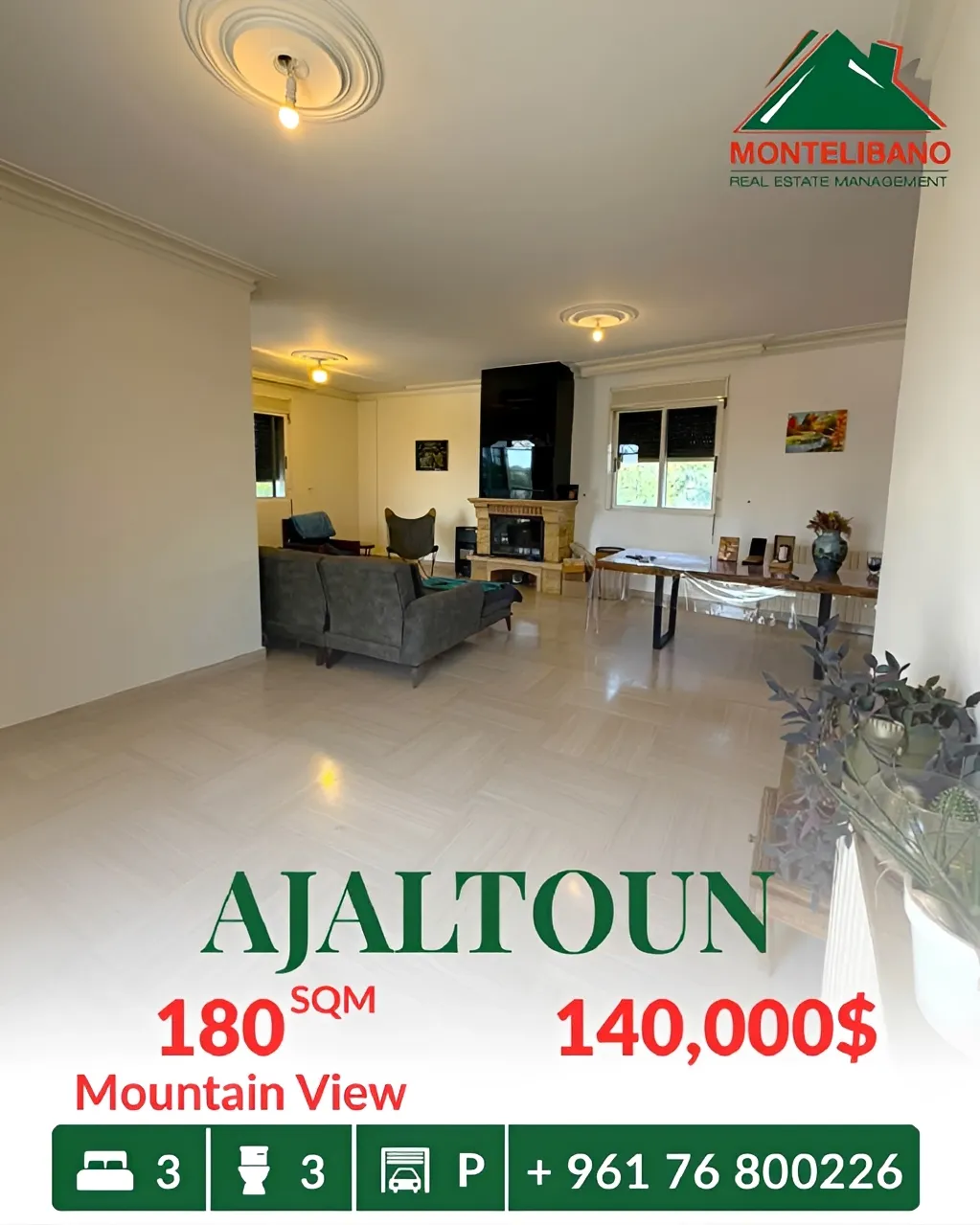 Apartment for sale in Ajaltoun, Lebanon - 3 bed, 3 bath