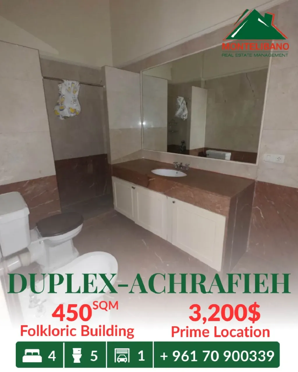 Duplex for rent in Achrafieh, Beirut, Lebanon
