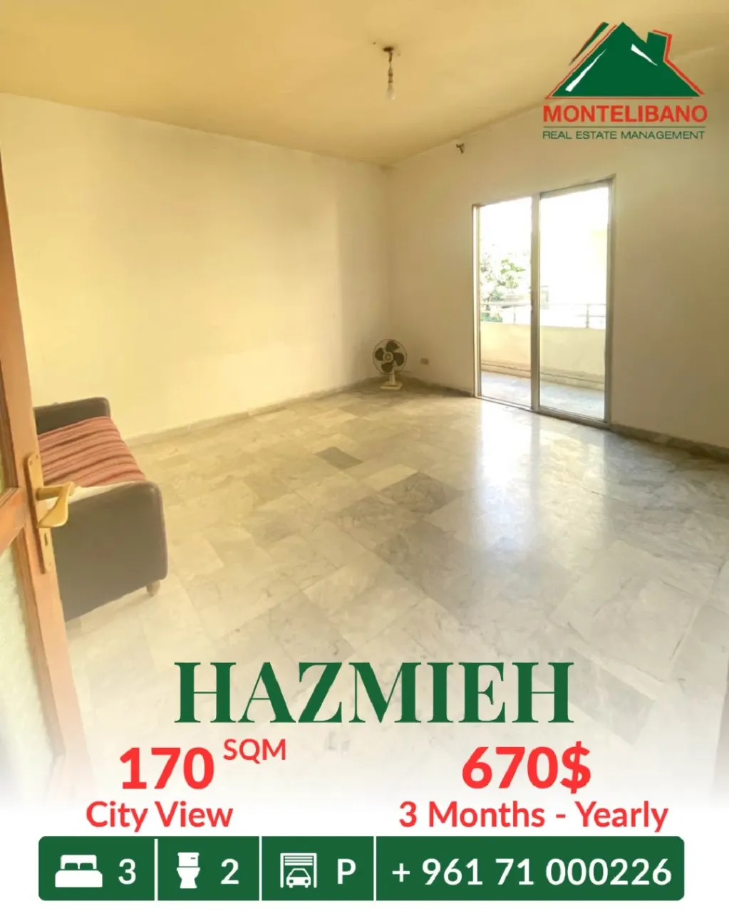 Apartment for rent in Hazmieh, Lebanon