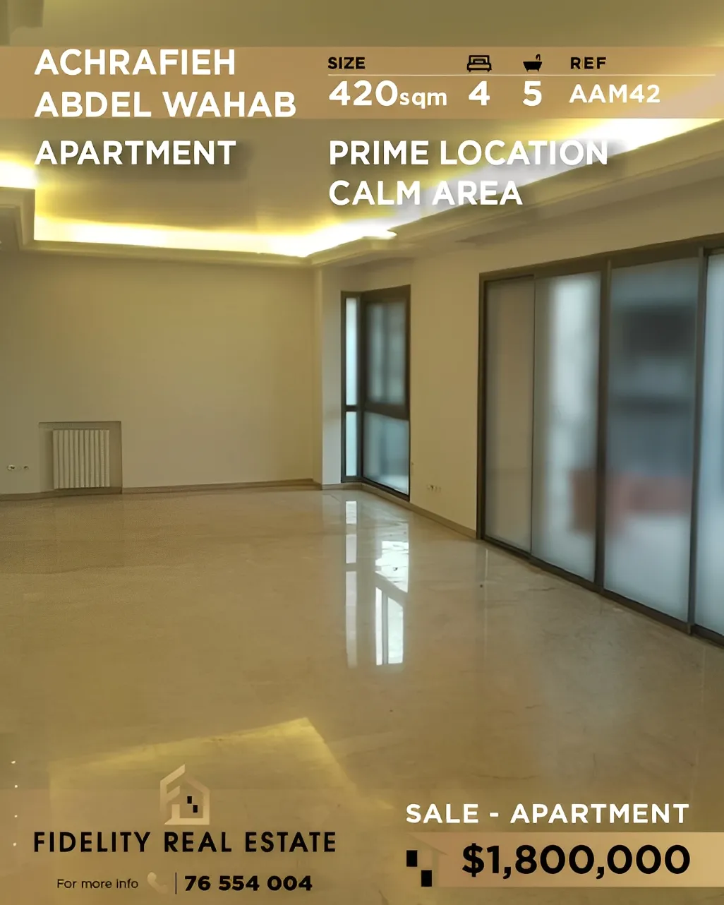 Apartment for Sale in Caree d'or, Achrafieh - 4 bed, 5 bath