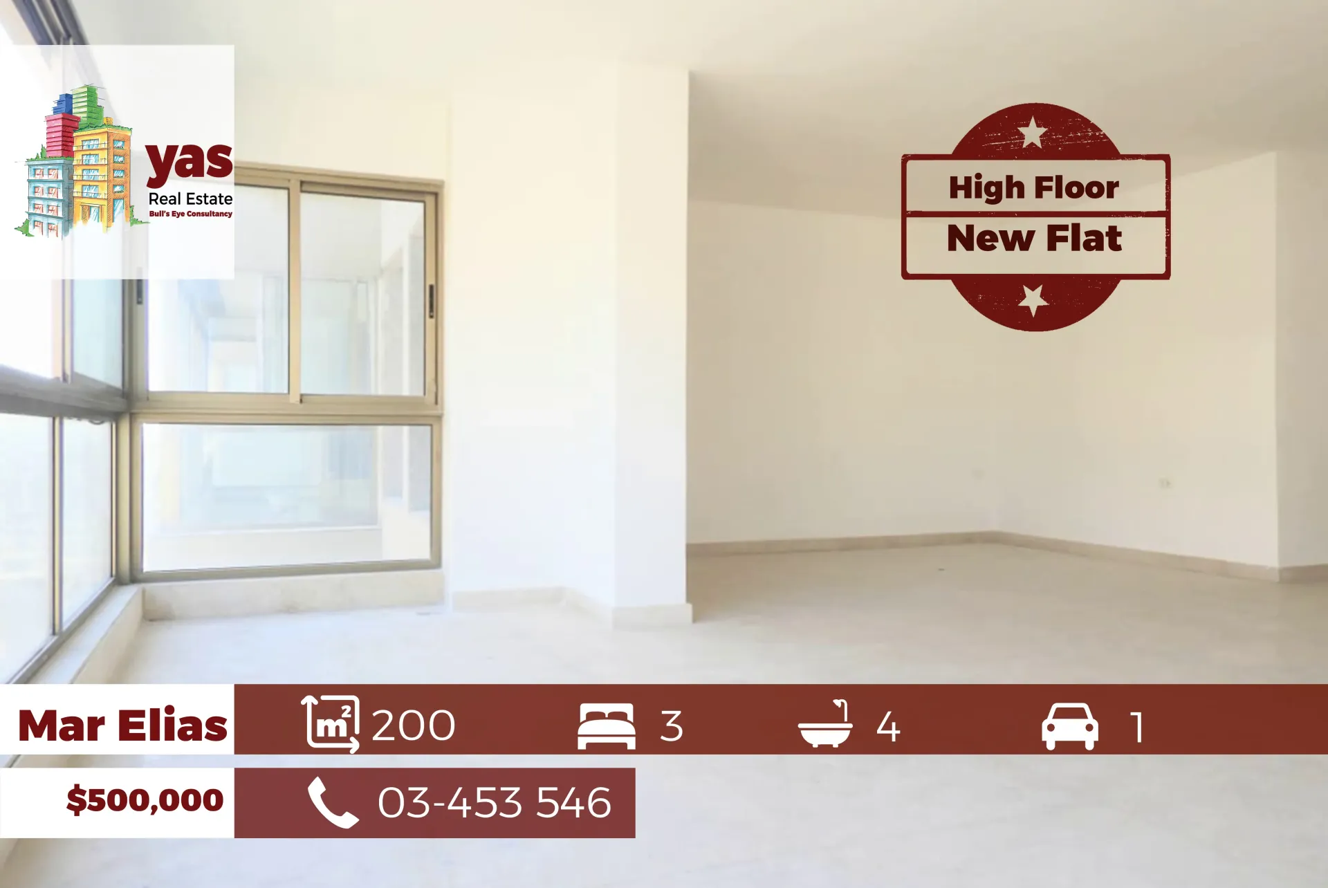 Apartment for Sale in Mar Elias - 3 bed, 4 bath
