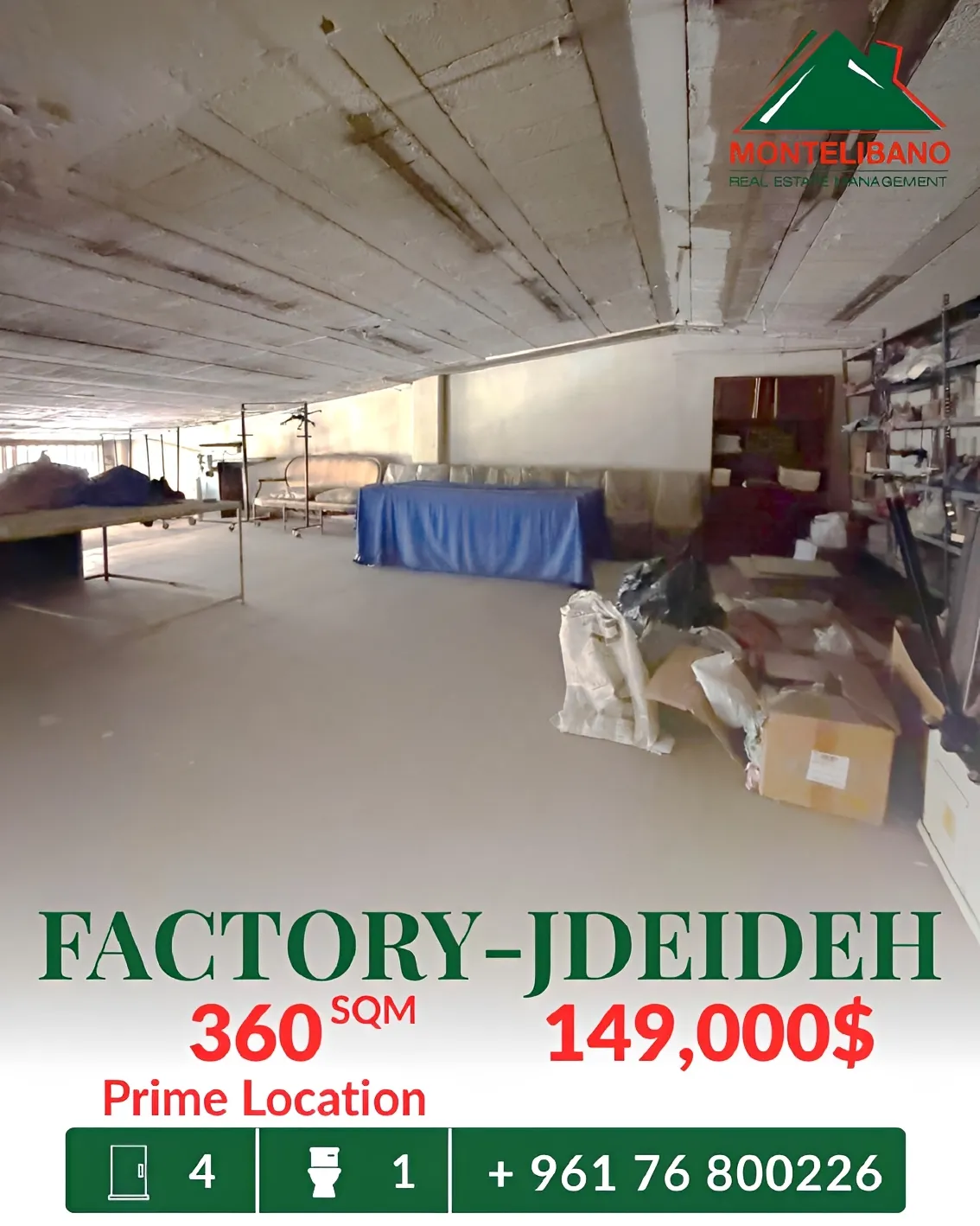 Warehouse for sale in Jdeideh, Lebanon