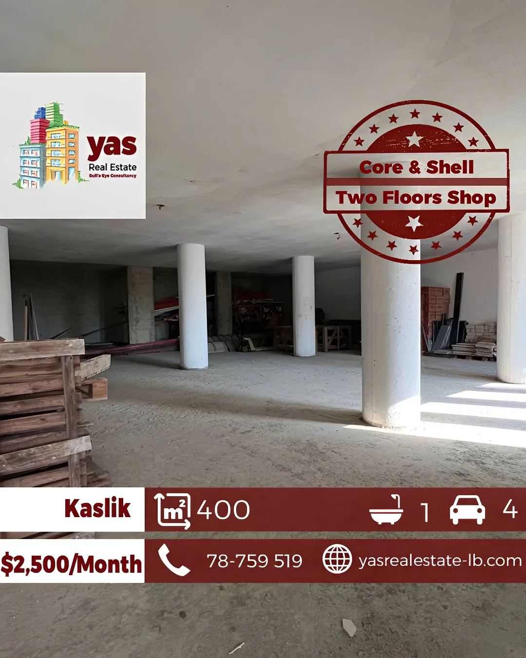 Shop for rent in Kaslik