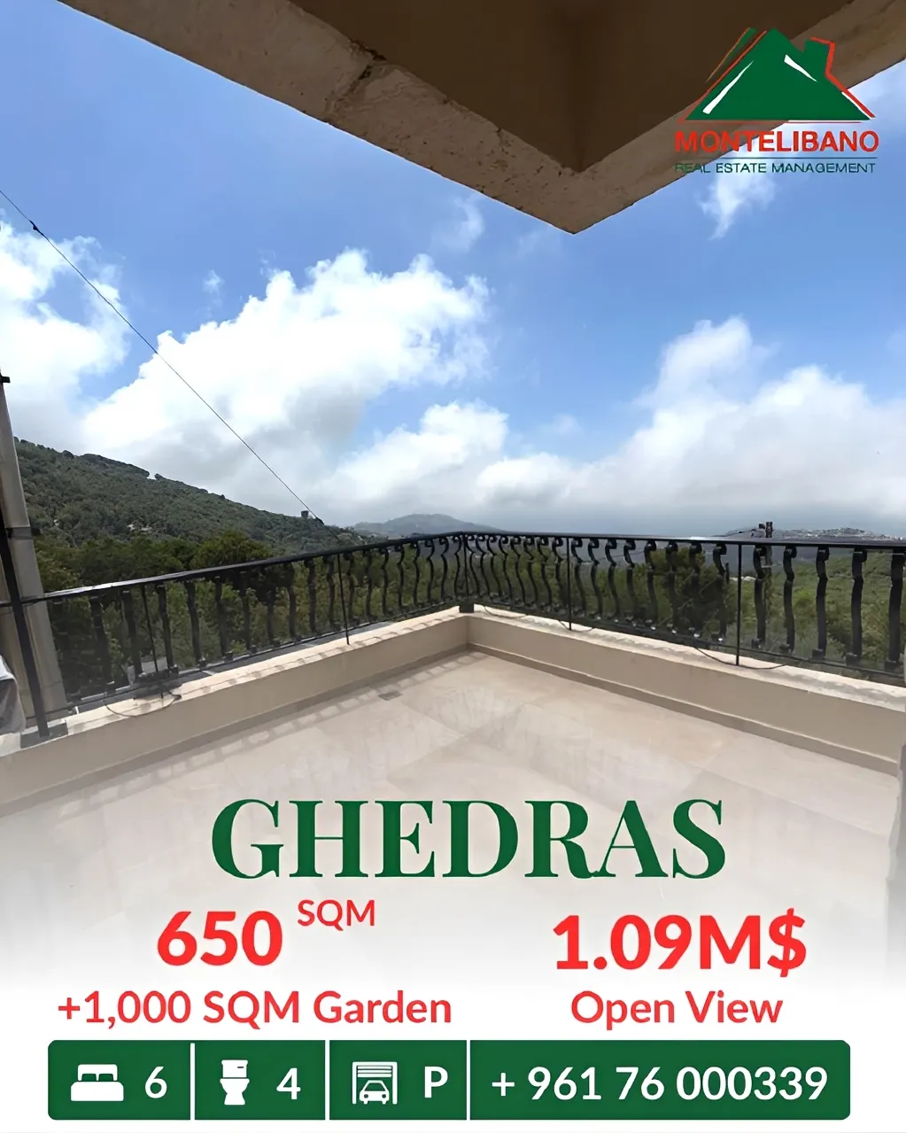 Apartment for sale in Ghadras, Lebanon