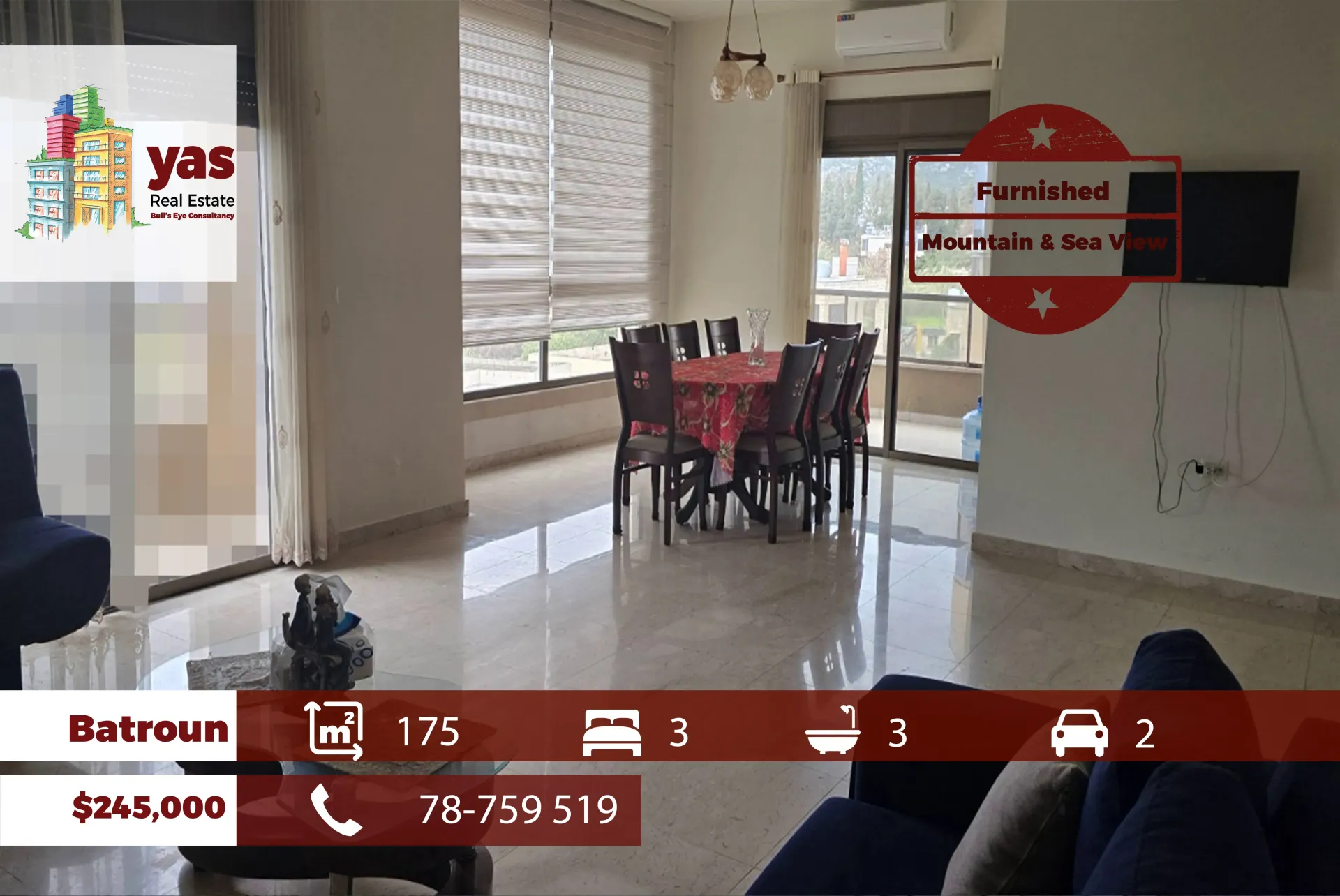 Apartment for Sale in Batroun - 3 bed, 3 bath