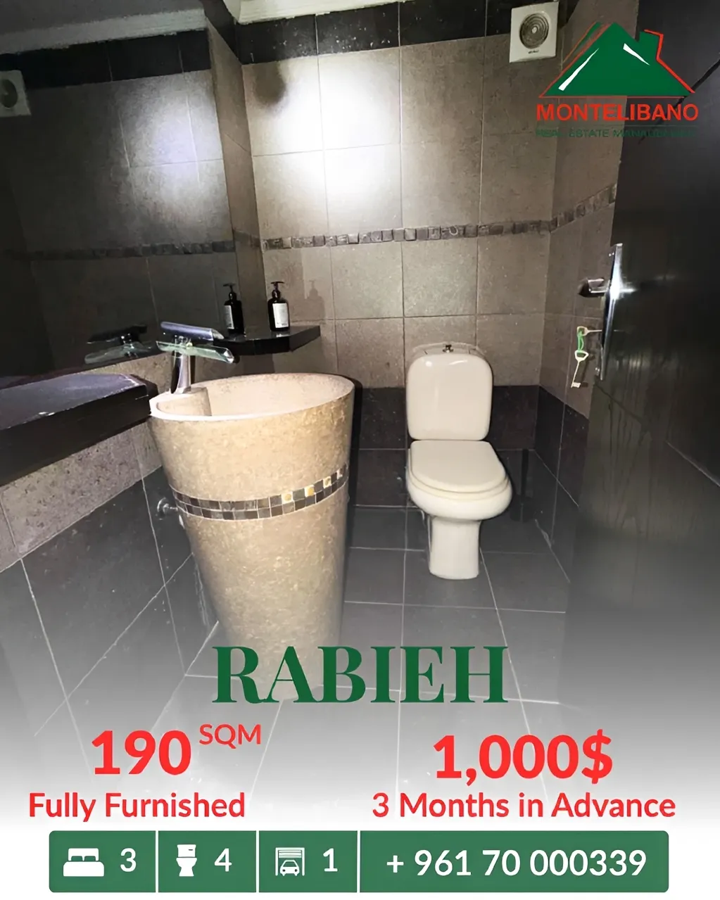 Apartment for rent in Rabieh, Lebanon