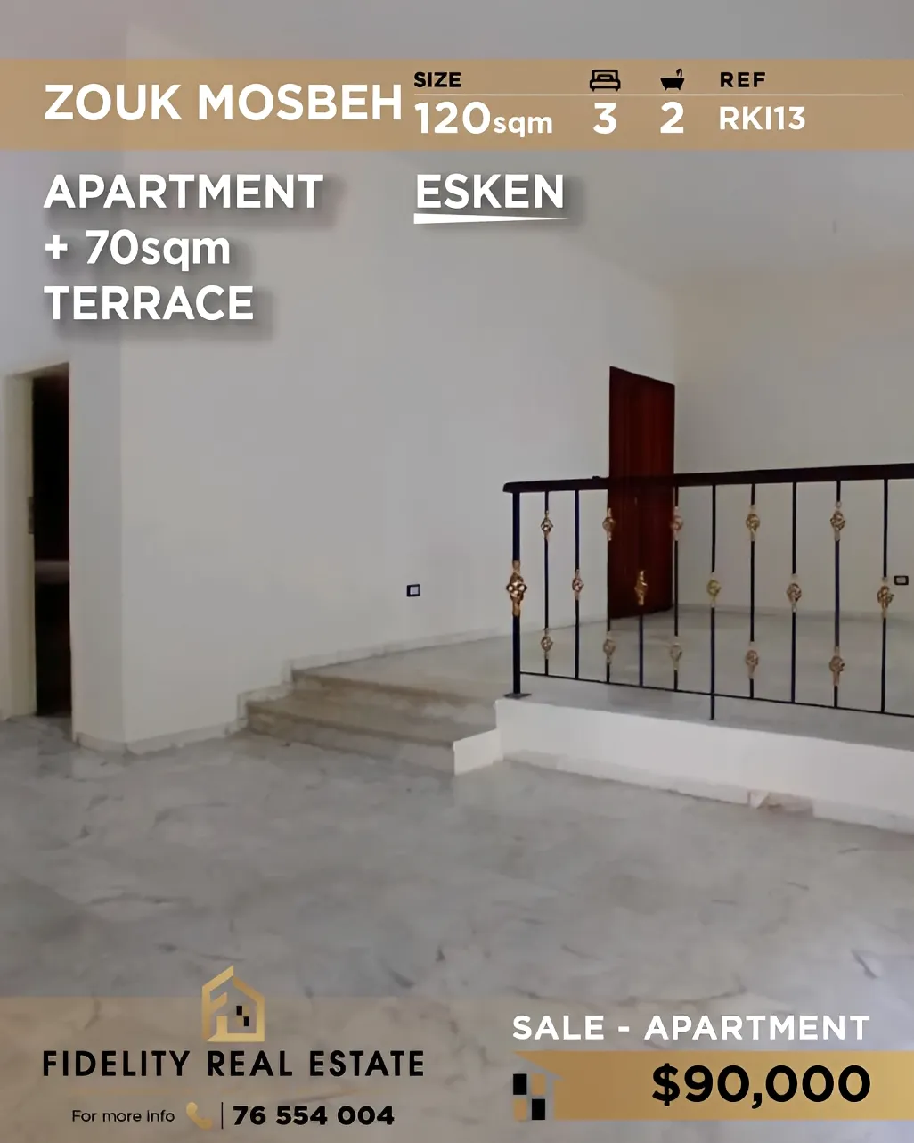 Apartment for sale in Zouk Mosbeh, Lebanon - 3 bed, 2 bath