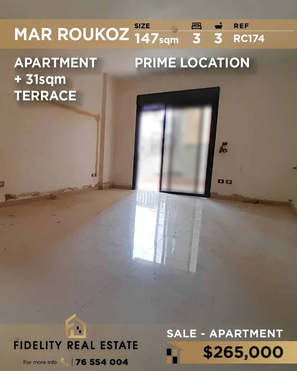 Apartment for sale in Mar Roukouz, Lebanon - 3 bed, 3 bath