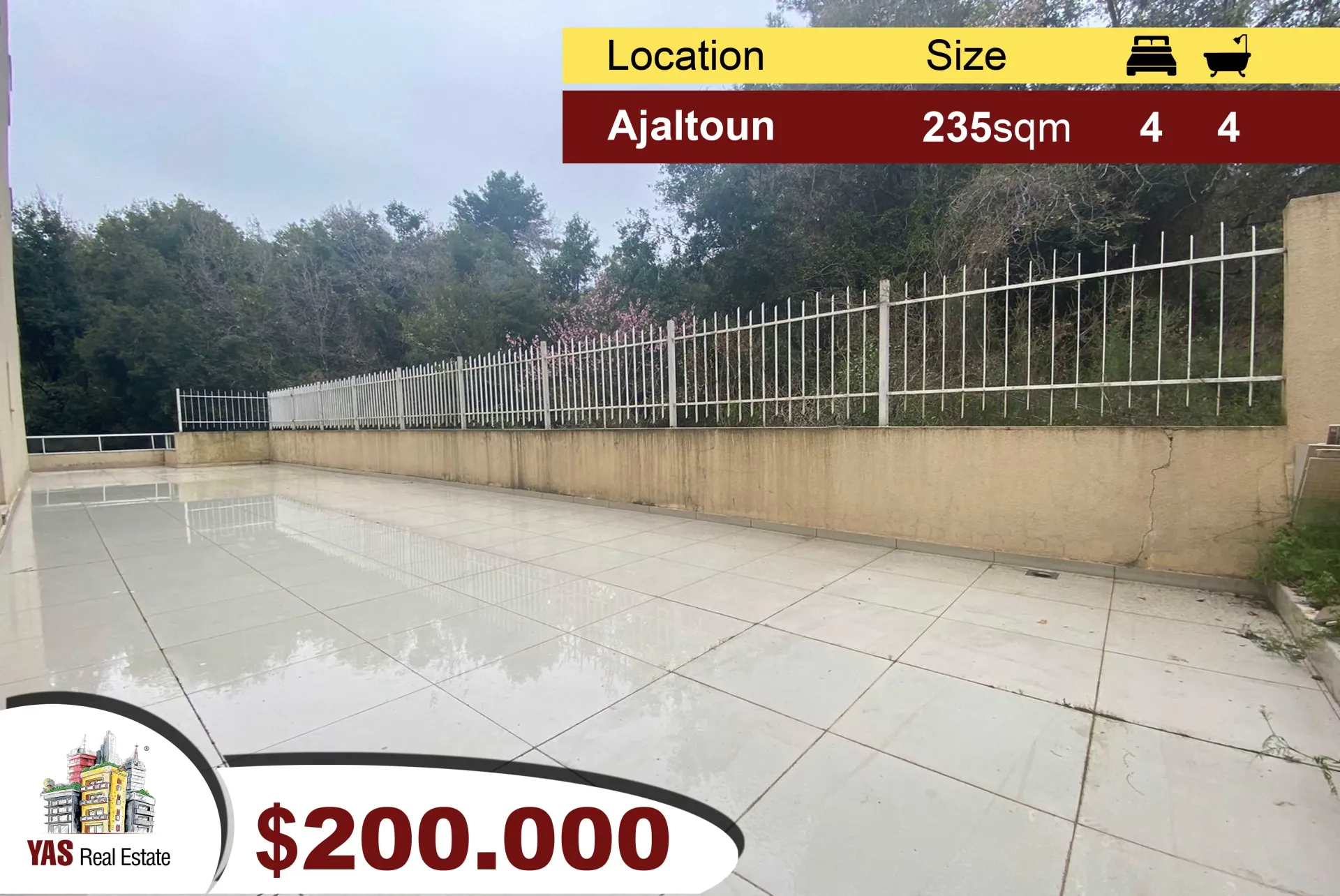 Apartment for Sale in Ajaltoun - 4 bed, 4 bath