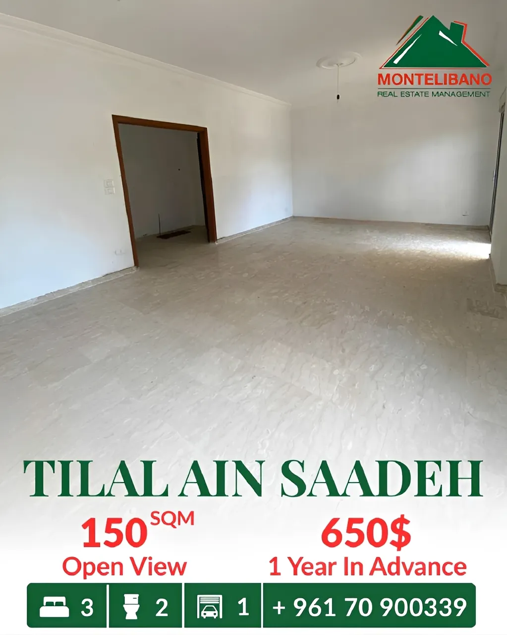 Apartment for rent in Tilal Ain Saadeh, Metn, Lebanon - 3 bed, 2 bath