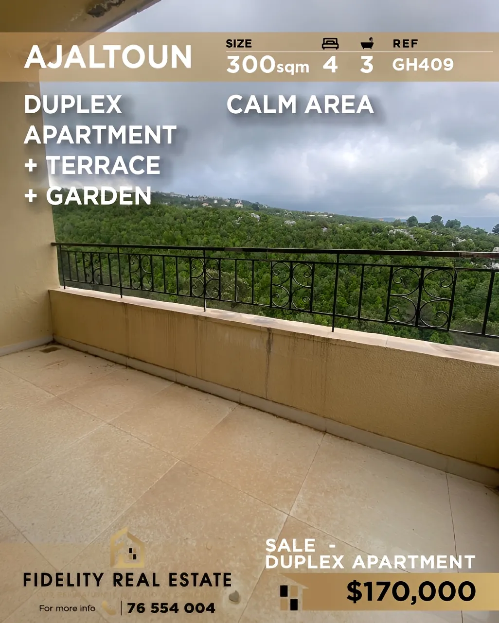 Duplex for sale in Ajaltoun, Lebanon - 4 bed, 3 bath