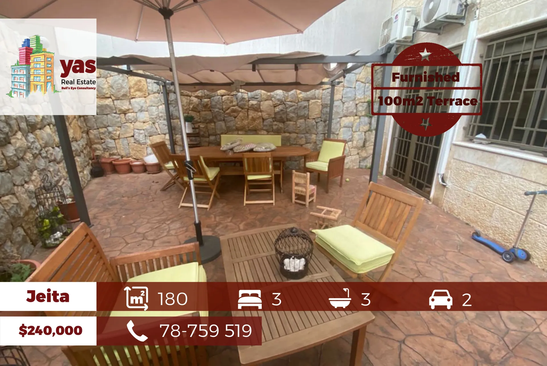Apartment for Sale in Jeita - 3 bed, 3 bath
