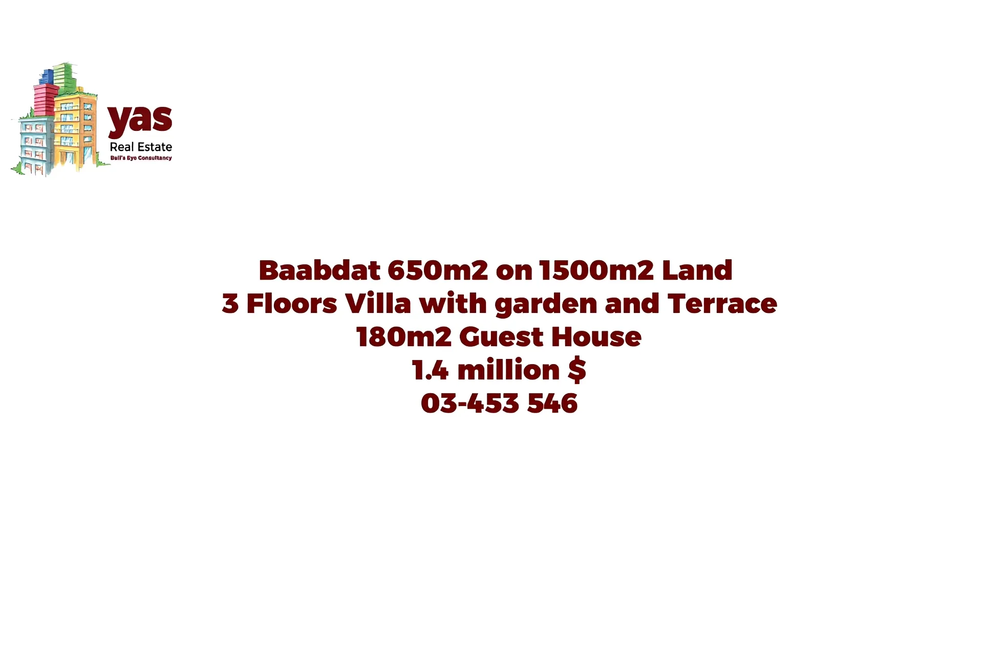 Villa for Sale in Baabdat - 6 bed, 8 bath