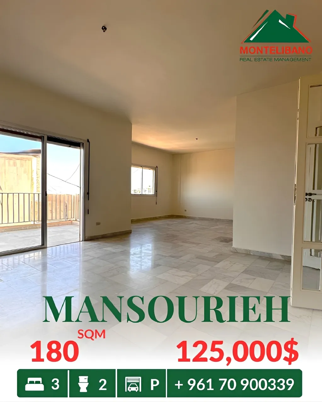 Apartment for sale in Mansourieh, Lebanon - 3 bed, 2 bath